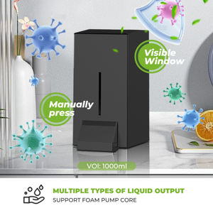 Distributeur de savon mural moderne FANDA en acier inoxydable noir, écologique, avec une capacité de 1000 ml - Pour les bureaux - Product Image 4