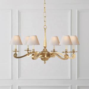 XZ American Kitchen Living Room Led Gold Decorative Brass <strong>Copper</strong> High Ceiling Chandelier Dinning <strong>Lamp</strong> Pendant Light Fixtures - Product Image 1
