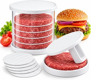Presse à hamburgers de cuisine avec 5 disques séparateurs, outil de préparation de galettes de hamburgers pour barbecue - Product Image 1