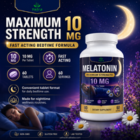 Comprimés de mélatonine naturelle pour le sommeil, article populaire sur Amazon, apaise l'humeur, sans gluten, absorption rapide, logo personnalisé, complément alimentaire