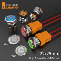 Bouton interrupteur LANBOO pour automatisation et panneaux électriques, 22 mm, LED, IP65, étanche, 15A, 2NO, 24/220V, qualité industrielle