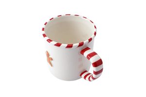 Taza de cerámica de estilo festivo <span class=keywords><strong>con</strong></span> hombre de jengibre y mango de bastón de caramelo, ideal para bebidas y regalos de Navidad - Product Image 6