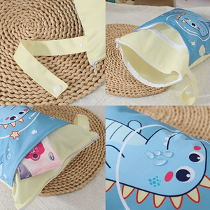 Bolsas húmedas reutilizables ecológicas a prueba de fugas 100%, bolsas húmedas para bebés de bajo precio, bolsas húmedas lavables para pañales de <span class=keywords><strong>tela</strong></span> con sello de doble cremallera - Product Image 3