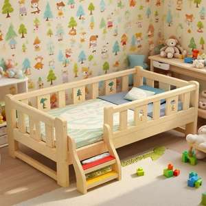 Venta Directa de Fábrica Cama Infantil de Madera Maciza para Niños y Niñas Cama de Madera para Bebé Grado E0 - Product Image 4