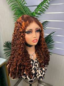 Peluca de cabello humano brasileño-5x5 Frente de encaje sin pegamento Birmano Rizado Cabello virgen crudo Múltiples colores - Product Image 4