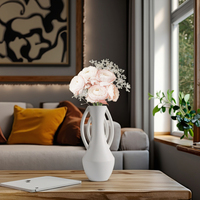 Vase en céramique artisanal transparent avec glaçure, style Art déco, pour décoration florale blanche, ornement de table, décoration intérieure