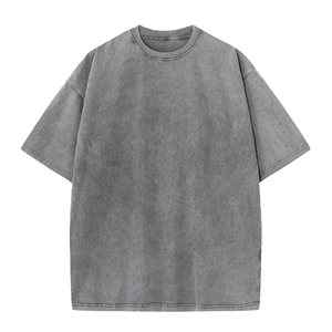 T-shirt 100% coton épais délavé à l'acide, haute qualité, logo personnalisé, effet vieilli, luxe vintage, pour homme - Product Image 3