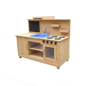 <span class=keywords><strong>Cuisine</strong></span> extérieure <span class=keywords><strong>en</strong></span> <span class=keywords><strong>bois</strong></span> pour enfants avec rangement et tableau noir et ensemble de jouets de <span class=keywords><strong>cuisine</strong></span> pour robinet d'eau - Product Image 3