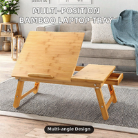 Bureau portable pliable en bambou réglable avec tiroir pour le travail et la lecture – Idéal pour le petit-déjeuner au lit