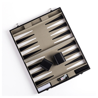 Anpassbares PU-Leder-Etui Tragbares Backgammon-Set Schwarz-Weiße Spielsteine Freizeitspiel Geschenkidee