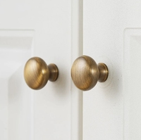 Poignées Rondes Rétro en Laiton Antique, Boutons de Meuble en Bronze Jaune pour Armoire à Chaussures, Bibliothèque, Penderie et Placard de Style Français