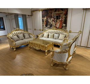 Collection de canapés style palais royal, cadre doré, tissu, configuration 3+2+1 places pour maison de luxe - Product Image 2