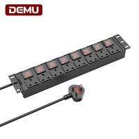 Unité de distribution d'alimentation (PDU) 2U 19 pouces, multiprise de rack, 8 prises UK BS1363 13A 3250W, interrupteur à double disjoncteur UKCA