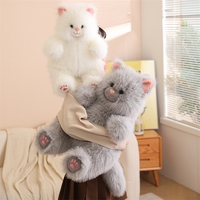 Peluche chat gris et blanc super mignonne, jouet en peluche chaton moelleux, décoration de lit et de canapé, cadeau d'anniversaire confortable pour bébé, coton PP