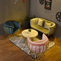 Kursi Sofa Santai Kain Modern Bingkai Baja Tahan Karat Emas Sofa Italia