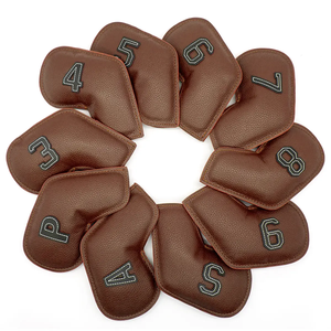 Prix d'usine OEM Personnalisé Housse de fer de golf 10 pièces/ensemble Housses de fer pour clubs de golf en cuir PU Protège-têtes de fer de golf - Product Image 4