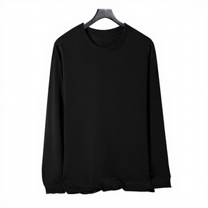 Men's <b>Black</b> Crew Neck Pullover Regular Fit Knitted Solid Color Casual Autumn Wear Long Sleeve <b>Sweatshirt</b> - Product Image 6