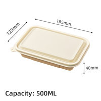 Conteneur alimentaire jetable en amidon de maïs biodégradable 500ML 650ML 750ML 1000ML, boîte à lunch en amidon de maïs pour micro-ondes