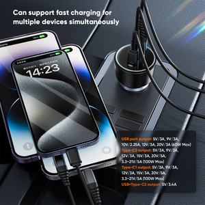 <span class=keywords><strong>VIDVIE</strong></span> LED Light Dual <span class=keywords><strong>Tipo</strong></span> <span class=keywords><strong>C</strong></span> 100W USB 60W <span class=keywords><strong>Cargador</strong></span> de coche de carga rápida para computadoras portátiles Teléfonos móviles - Product Image 2