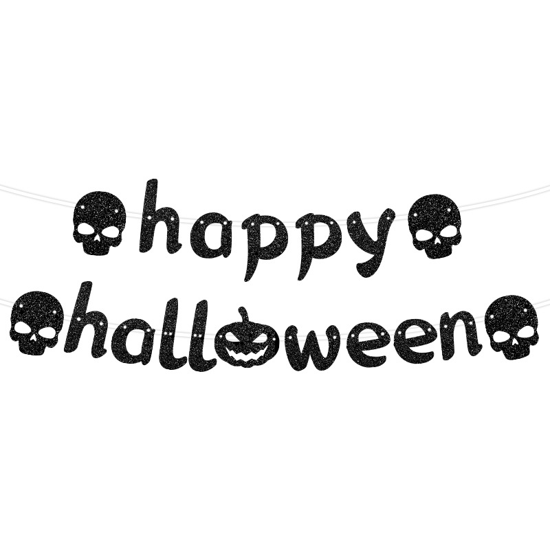 Bannière à paillettes Halloween [Noir]