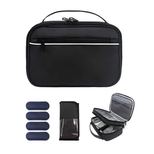 Portable Black Polyester Waterproof Medical Cooler Bag Insulin Cooling Bag With 4 Ice Packs