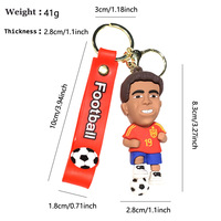 Porte-clés de football Cristiano Ronaldo Lionel Star Jersey PVC 3D Figurine en caoutchouc Accessoires pour fans Ornement suspendu
