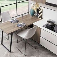 Ensemble de meubles de cuisine en bois de bouleau massif au design minimaliste et luxueux, table de bar, couleur et taille personnalisables, quartz/granite