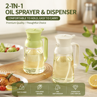 Botol Semprot Minyak Masak 2 in 1 dengan Logo OEM Custom, Botol Tuang Minyak Zaitun Kaca Anti Bocor dengan Pegangan untuk Dapur