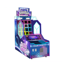 Machine de jeu d'arcade Sourcefactory Cube Smash 220V à monnayeur, jeu de lancer de balles et de frappe, avec fonction de rédemption de tickets, version anglaise, pour intérieur