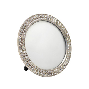 Cadre photo rond en alliage de zinc moulé sous pression, plaqué argent, 4x4 pouces, perles métalliques décoratives, idéal pour la photographie de mariage - Vente chaude - Product Image 2