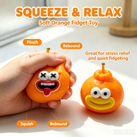 Mainan Fidget Squishy Oranye untuk Anak Perempuan & Laki-laki, Lembut, Penghilang Stres, Bentuk Buah Lucu dengan Ekspresi yang Dapat Berubah