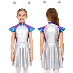 Ensemble de costumes d'extraterrestres pour filles de 6 à 16 ans, robe trapèze, costume mignon pour les fêtes cosplay, spectacles sur scène, danse de salon et danse latine - Product Image 2