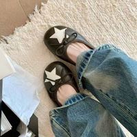 Chaussures plates coréennes, Ballerines à nœud étoile, Chaussures plates à bout peu profond et semelle souple pour femme 2026