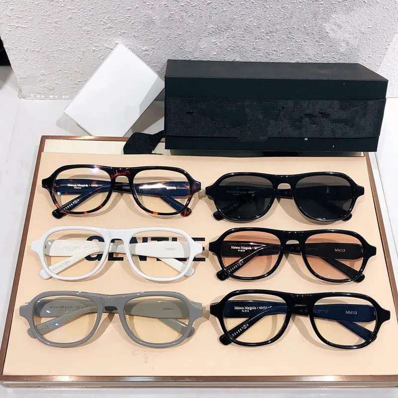 Personalizar venta al por mayor de lujo Corea diseñador gafas de sol mujeres hombres Color negro acetato Material de alta calidad gafas de ojo de gato