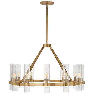Presidio Medium Chandelier polished nickel round clear glass tube Ceiling Lamp for living room dining room bathroom