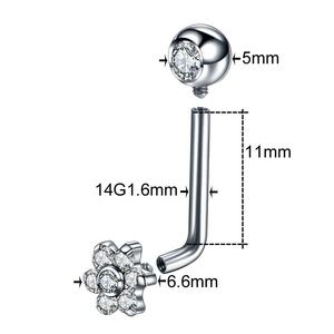 Piercing vertical <span class=keywords><strong>Christina</strong></span> en titane ASTM F136 Lotus, bijoux de piercing génital VCH, anneaux de nombril à filetage interne avec zircon cubique - Product Image 3