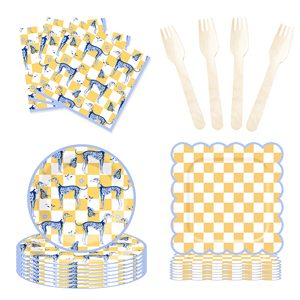 DAMAI Animal Theme Disposable Dessert Dinner <b>Paper</b> Plates Cup Napkin with Punnett Square Tableware Set for Party Supplies - Product Image 3