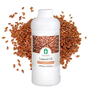 Suministro de fábrica Aceite de linaza orgánico prensado en frío Aceite de semilla de lino con sabor a grado alimenticio