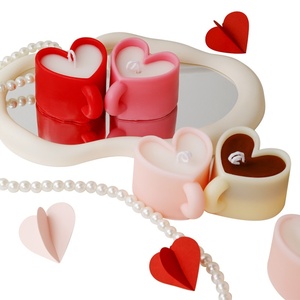 Bougie parfumée en <span class=keywords><strong>cire</strong></span> de soja en forme de tasse à café cœur mignon, ornement d'aromathérapie pour la Saint-Valentin, anniversaire, fête, cadeau personnalisé OEM - Product Image 5