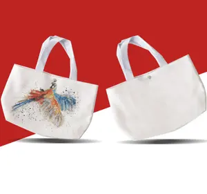 Dupla Impressão Sublimação Em Branco Canvas Bag Bolsa Custom Impresso Mão Tote Saco De Compras Com Snap-fastener