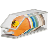 Boîte de rangement transparente empilable et pliable pour casquettes de baseball, avec poignée frontale, fermeture éclair anti-poussière, grande capacité, protection de forme pour casquettes