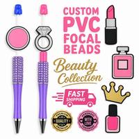Perles décoratives 2D en PVC personnalisées pour stylos, charmes pour sacs à main, décoration pour stylos, porte-clés, rouges à lèvres, parfums, couronnes et vernis à ongles