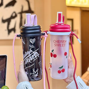 Gobelet en plastique Tritan 500 ml, design cartoon avec sangle pour utilisation en extérieur - Product Image 1