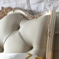 Ensemble de lit en bois durable de style français, fait à la main, meubles en cuir pour chambre à coucher royale, lit King Size