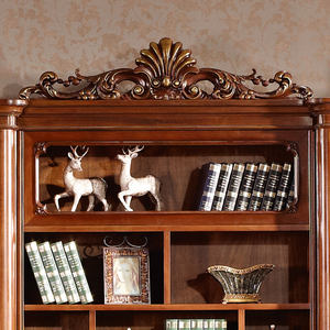 Bibliothèque vintage européenne avec porte en bois massif de style américain, grande capacité, multi-niveaux pour usage de bureau - Product Image 4