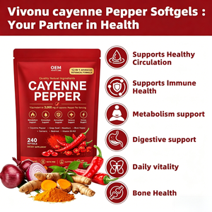Gélules de Poivre de Cayenne OEM ODM 12-en-1, Certifiées GMP et Halal, 240 Comprimés, Équivalent Herbal 3000mg - Product Image 4