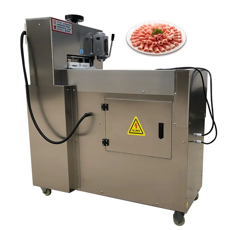 High Efficiency Commercial Frozen Meat Slicer / Automatic Mutton Hot Pot Roll Cutting Machine