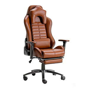 Échantillon Gratuit - <span class=keywords><strong>Fauteuil</strong></span> Inclinable Ergonomique 3D pour Gaming avec Dossier Haut, Hauteur Réglable, Revêtement en Cuir PU Marron - Product Image 2