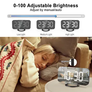 Jam Alarm Bergetar Ekstra Keras Baru 2022, dengan Pengocok Tempat Tidur Jam Digital Layar Besar, dengan Lampu Malam, Pengisi Daya USB