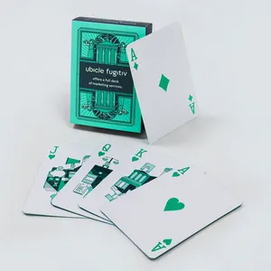 Custom Design Groene Poker Decks Spel Kaarten Fabriek Gedrukt Logo Mode Groen Goud Rand Papier Speelkaarten